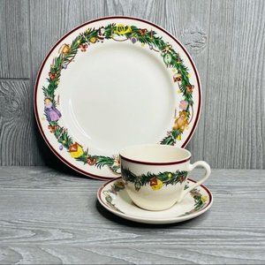 spode christmas memories 3 piece buffet set wreath design cup saucer and plate